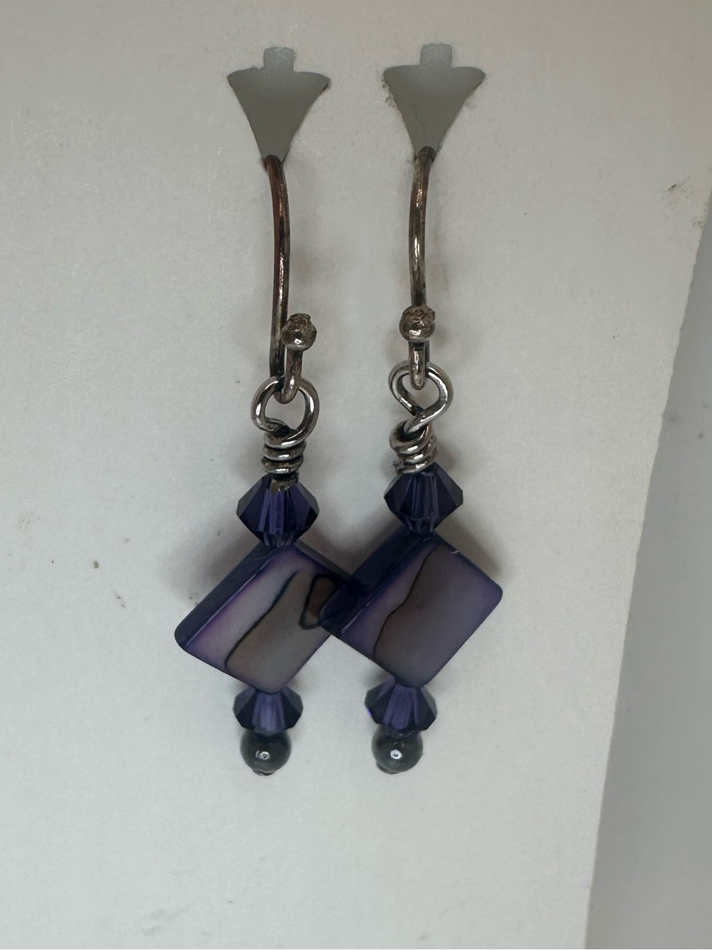 Handmade Purple Geometric Drop Earrings